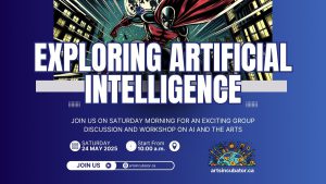 Join us for an exciting group discussion and workshop on Artificial Intelligence (AI) and the Arts! This session delivered by Winnipeg artist Jamie Bell will delve into the fascinating intersection of technology and creativity, exploring how AI is shaping and influencing artistic expression across various mediums.