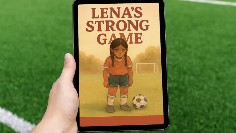What if your greatest strength felt like your biggest secret? Published by Art Borups Corners and The Arts Incubator Winnipeg, Lena's Strong Game introduces Lena, a soccer star with powerful legs that propel her across the field. But despite her talent, Lena feels deeply self-conscious about her strong body, hiding her legs and holding back her true potential. She longs for thin legs like the other girls, letting shyness dim her otherwise bright game.