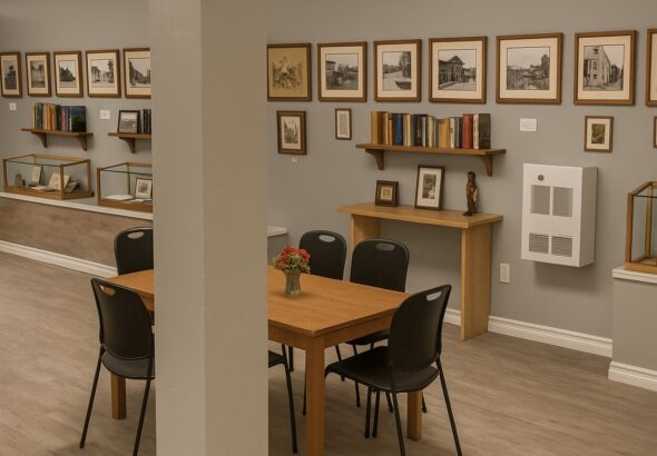 Look familiar? Yes, it's the lower level of the Dyment Recreation Hall. This is a concept for a new creative recreation space designed using AI tools.