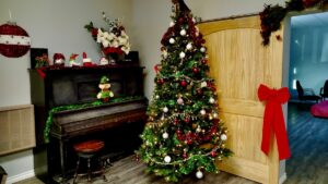 The Christmas Tree is up at the Dyment Recreation Hall and it looks beautiful!