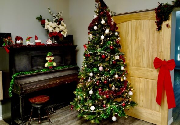 The Christmas Tree is up at the Dyment Recreation Hall and it looks beautiful!