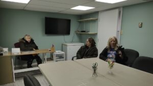 Terri, Sara and Karen have been hard at work in the lower level of the Dyment Recreation Hall rejuvenating the new business centre and participatory arts and research space.