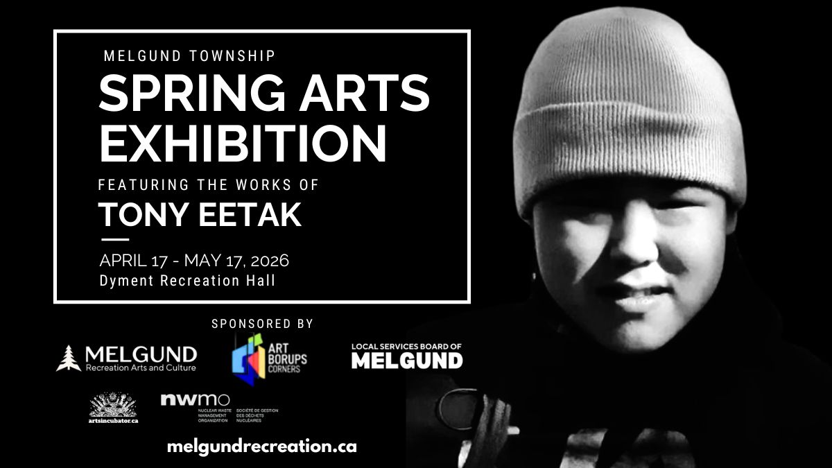 The 2026 Spring Art Exhibition in Melgund Township, Northwestern Ontario, and Winnipeg, Manitoba features Northern Artists including Tony Eetak in a dynamic Multi and Inter-Arts showcase presented through our Northern Arts Program. Led by Arts Incubator Winnipeg, Art Borups Corners, and Melgund Recreation, Arts and Culture, the exhibition highlights visual art, music, and collaborative community projects, with a strong emphasis on Indigenous arts, land-based practices, and northern cultural traditions. Audiences can experience diverse works from emerging and established creators, connecting rural and urban northern communities, celebrating cross-disciplinary creativity, fostering cultural exchange, and reinforcing the region’s role as a vibrant hub for northern arts innovation and contemporary Indigenous expression.