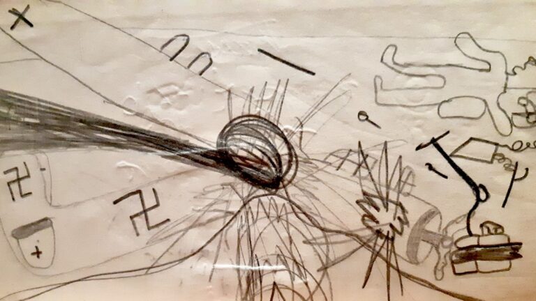 While examining books from the old schoolhouse in the 1940s-50s, we found several filled with drawings by former students at the time.