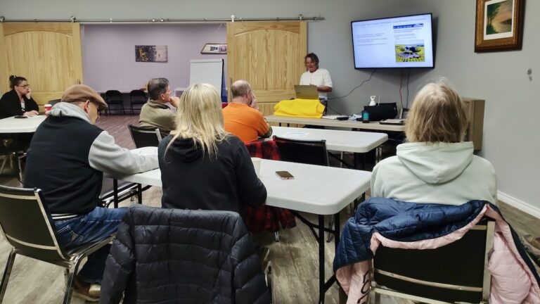 Residents at Dyment Recreation Hall compared British disposal facility progress with Canada’s own deep geological repository program.