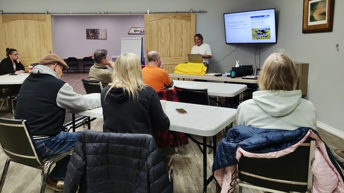 Residents at Dyment Recreation Hall compared British disposal facility progress with Canada’s own deep geological repository program.