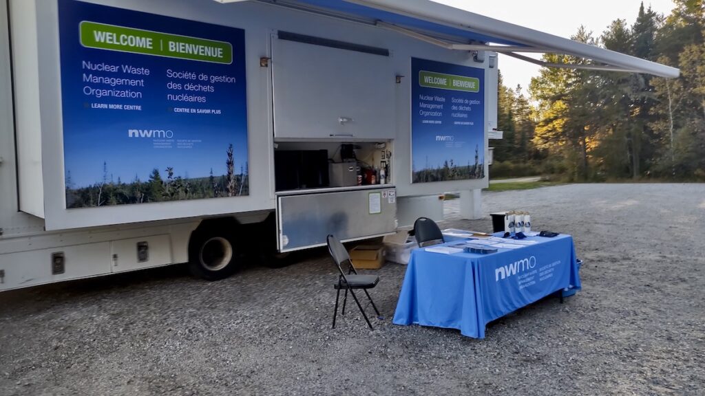 Parked outside Dyment Recreation Hall, the NWMO Mobile Learn More Centre welcomed Melgund Township residents for an afternoon of local Q&As and a community BBQ.
