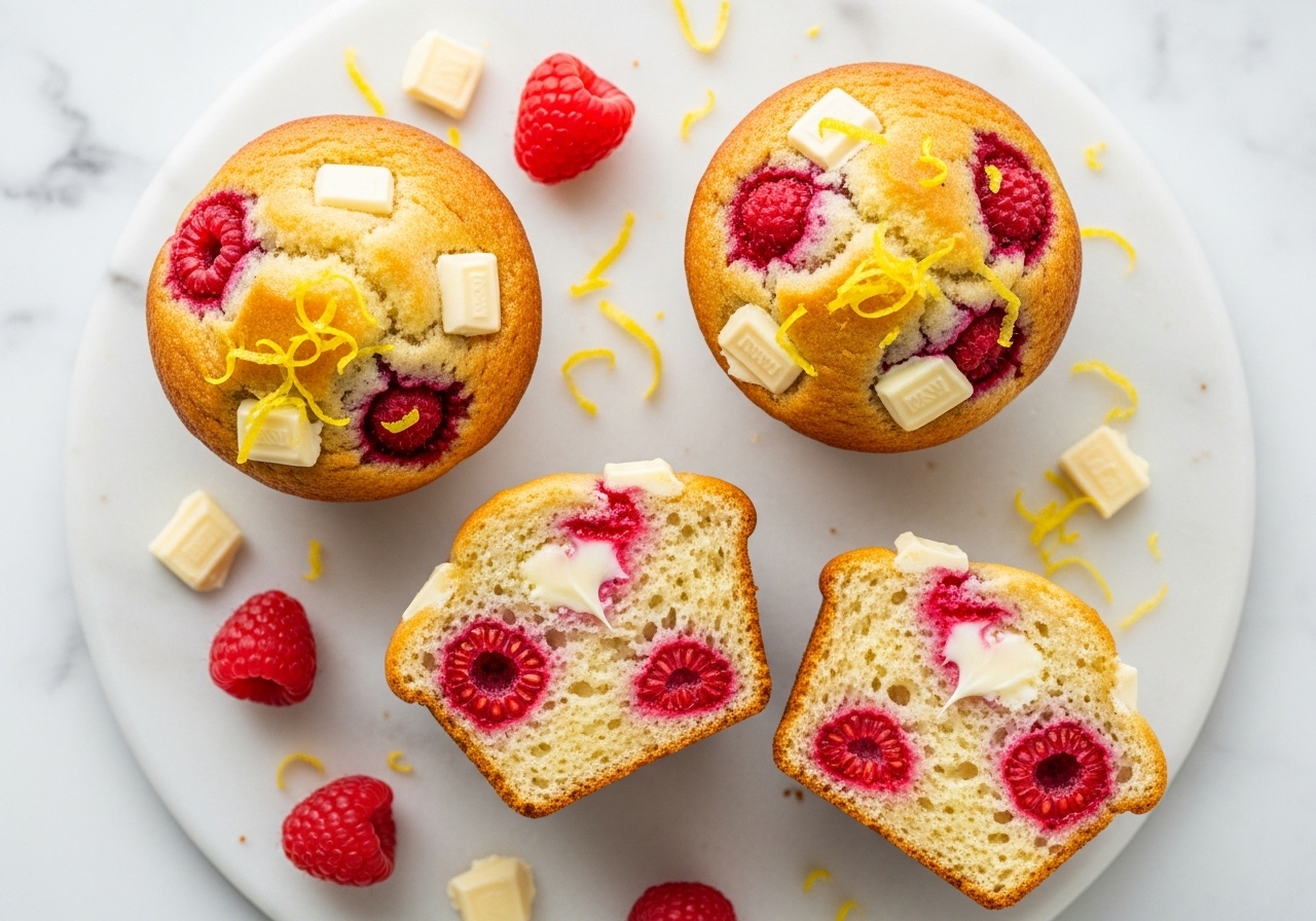 Lemon Raspberry & White Chocolate Muffins