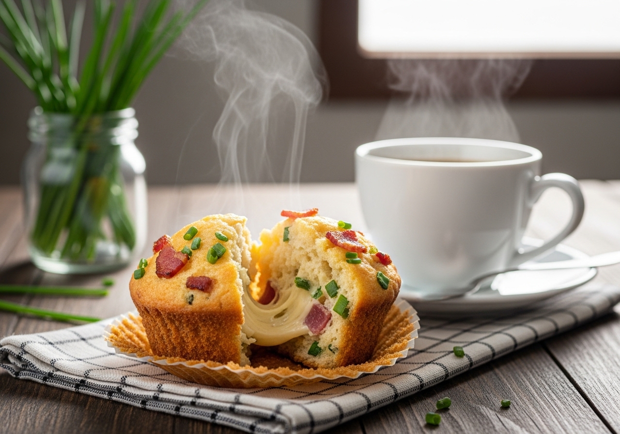 Savory Cheddar, Chive & Bacon Muffins
