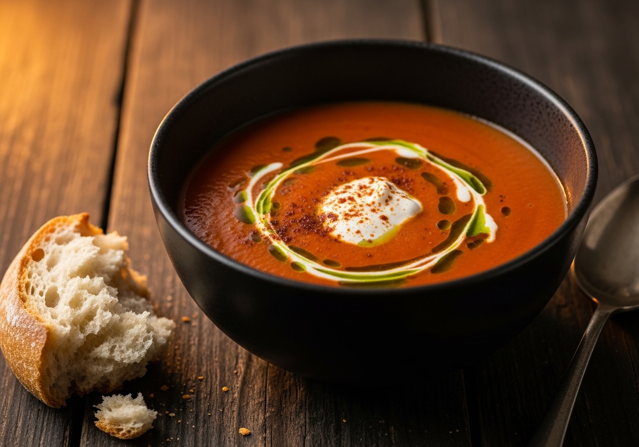 Smoky Roasted Red Pepper and Tomato Soup