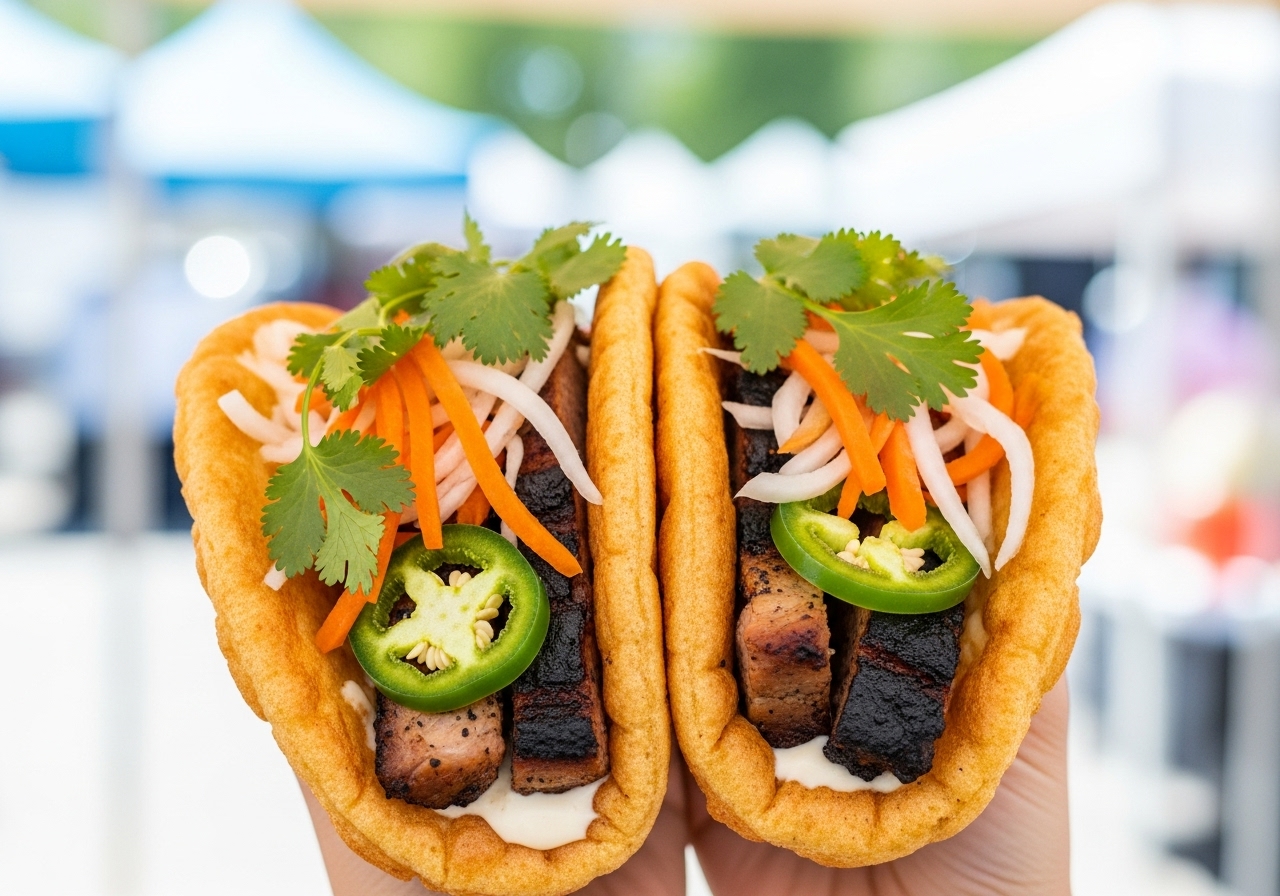 Banh Mi 'Indian Tacos' on Bannock