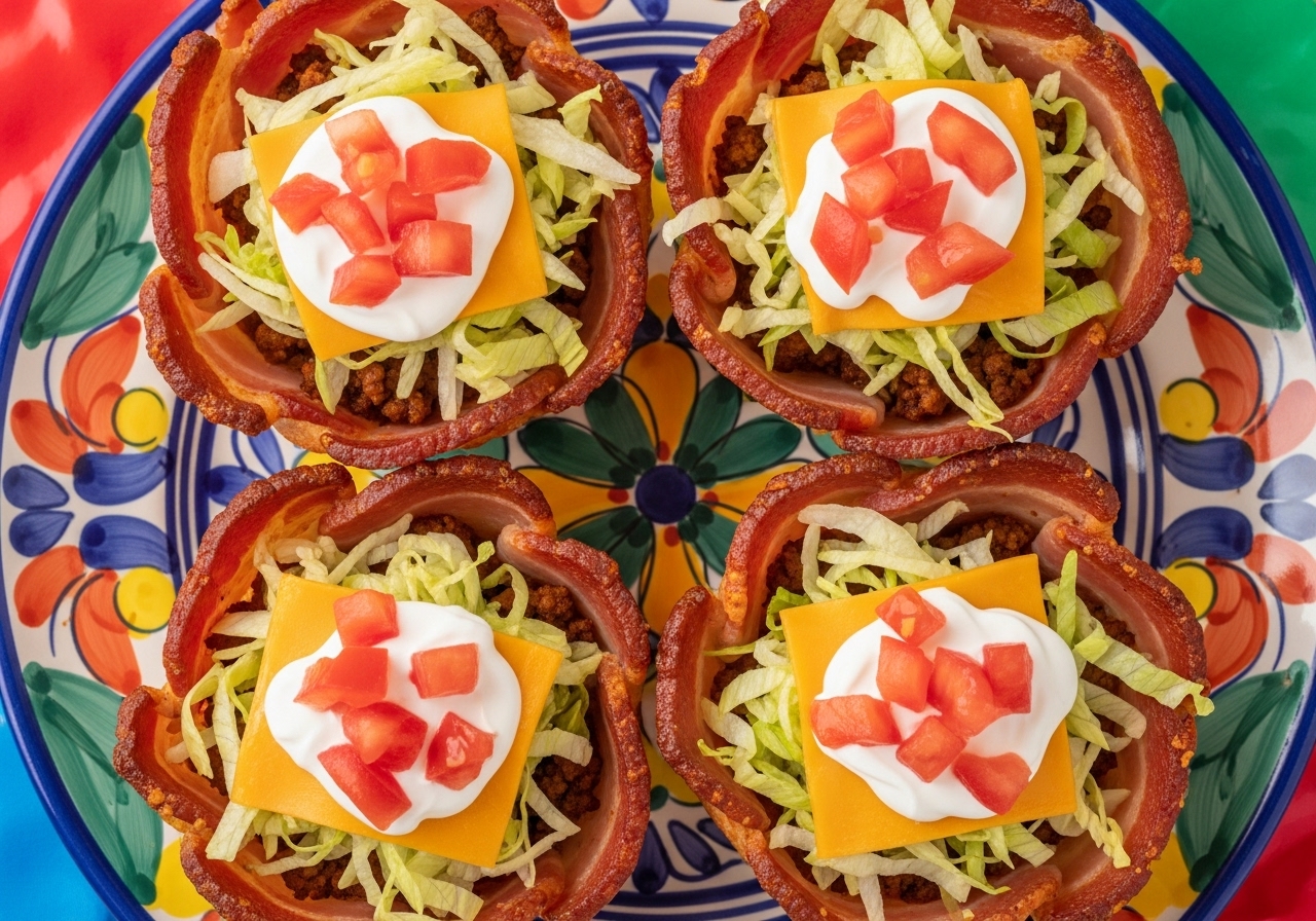 Crispy Bacon Weave Taco Cups