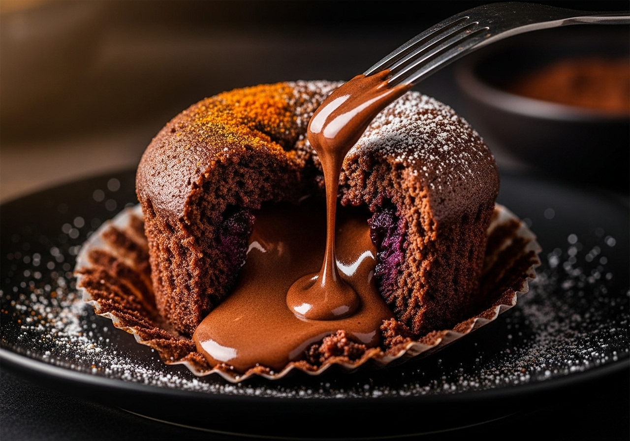 Decadent Crowberry & Cayenne Chocolate Lava Muffins