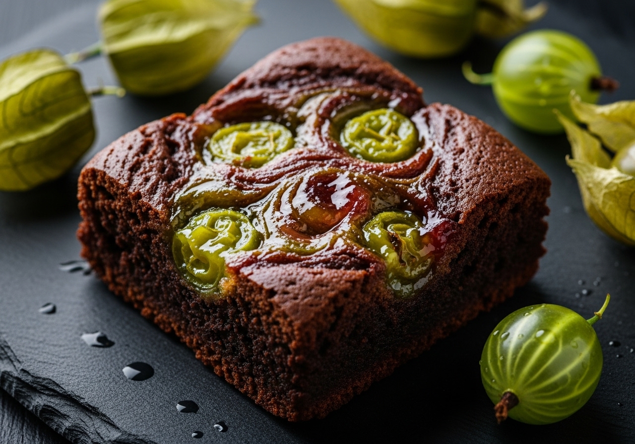 Fudgy Gooseberry Swirl Brownies
