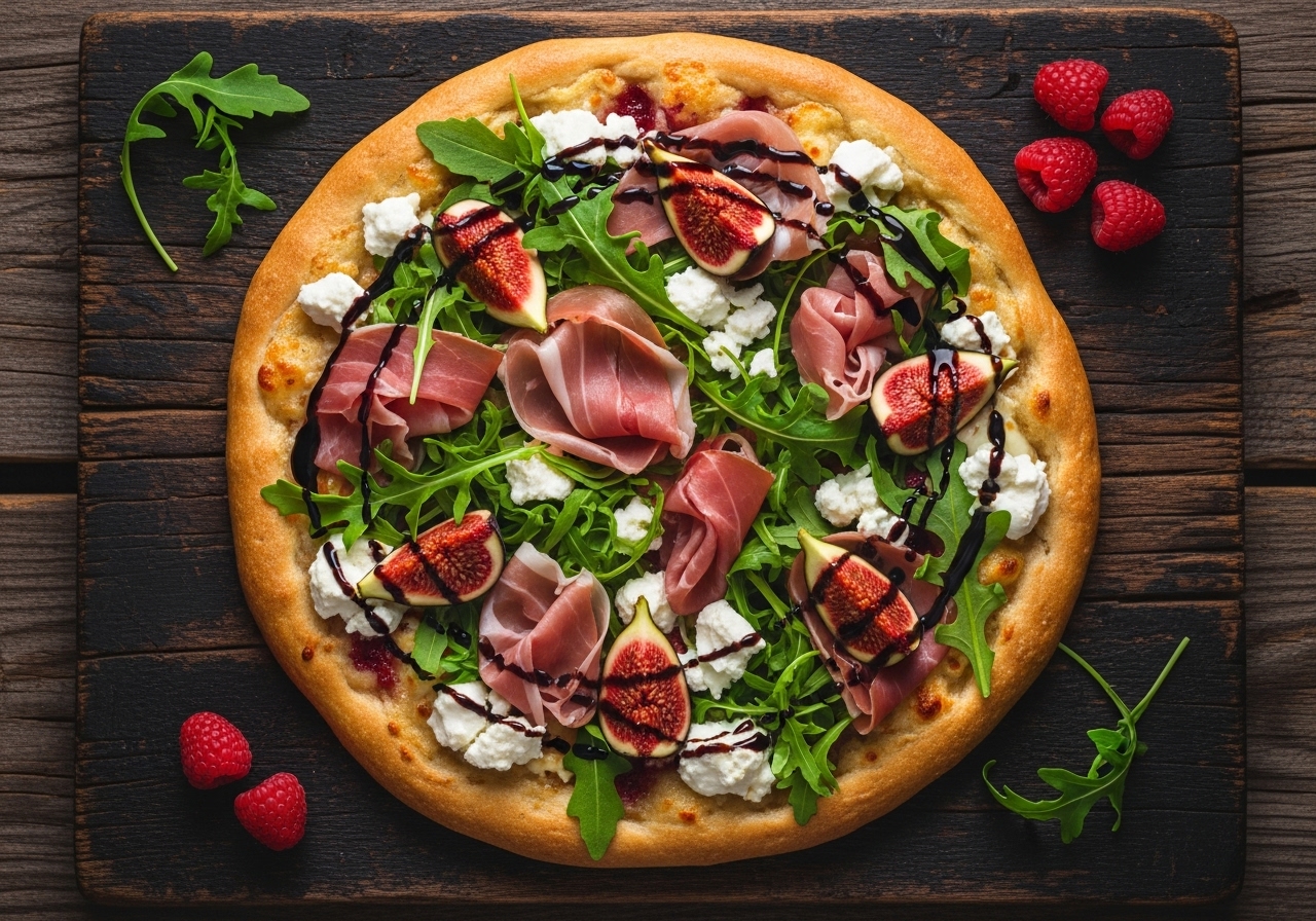 Gourmet Bannock Pizza with Prosciutto, Fig & Raspberry Glaze