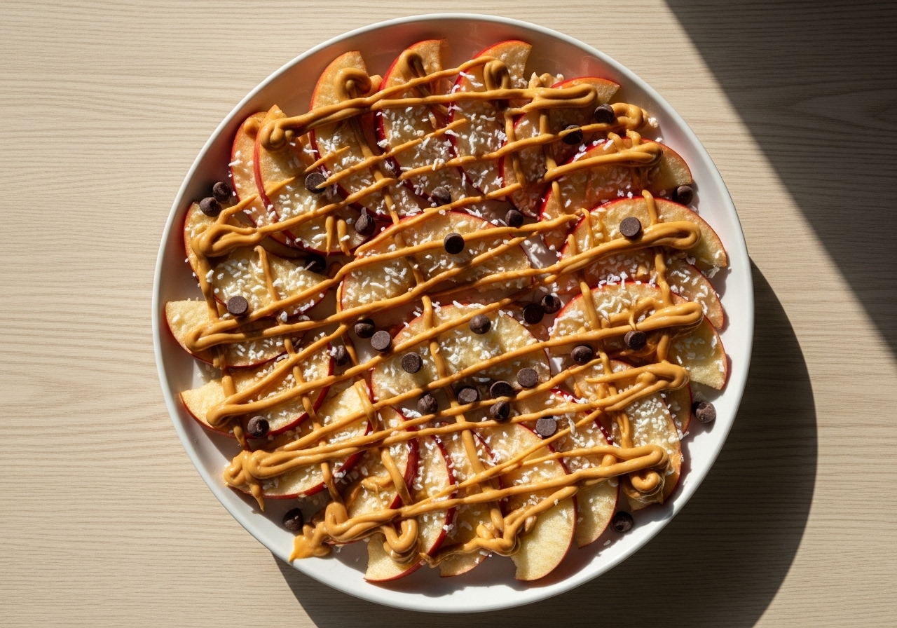 Healthy Apple Nachos with Peanut Butter Drizzle