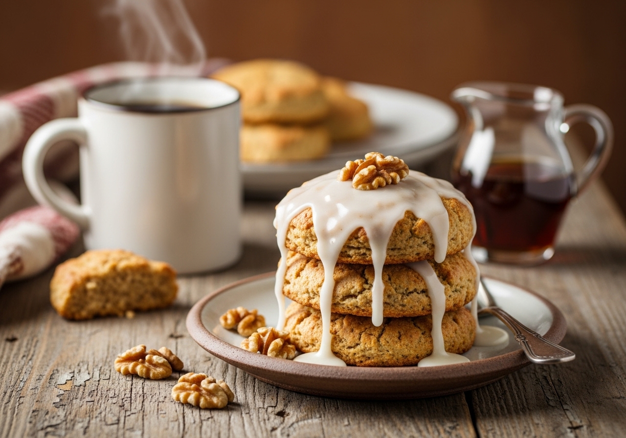 Maple-Glazed Toasted Walnut Bannock Scones