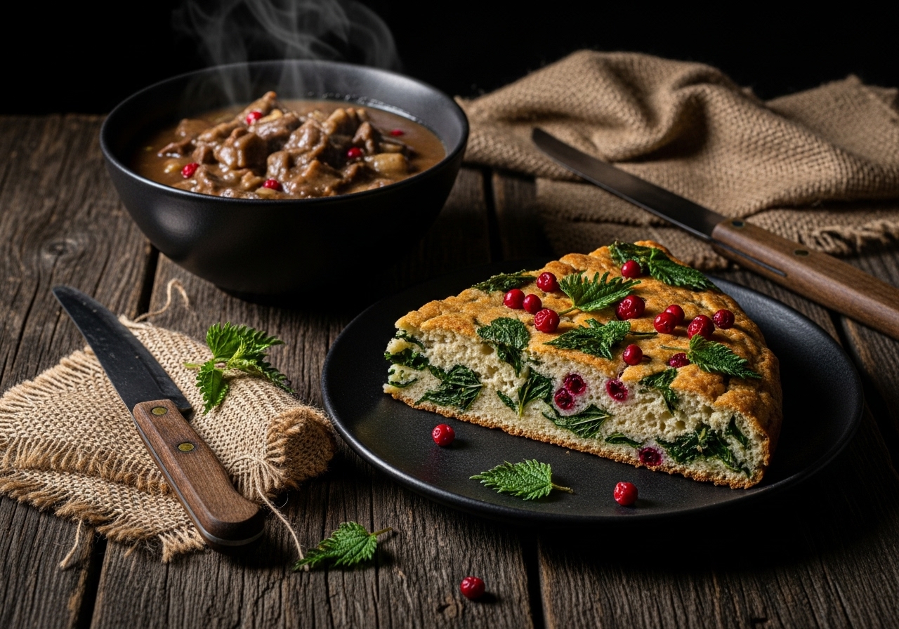 Savoury Partridgeberry & Wild Nettle Bannock