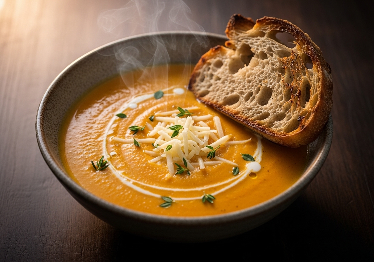 Smoky Roasted Red Pepper and Gouda Soup