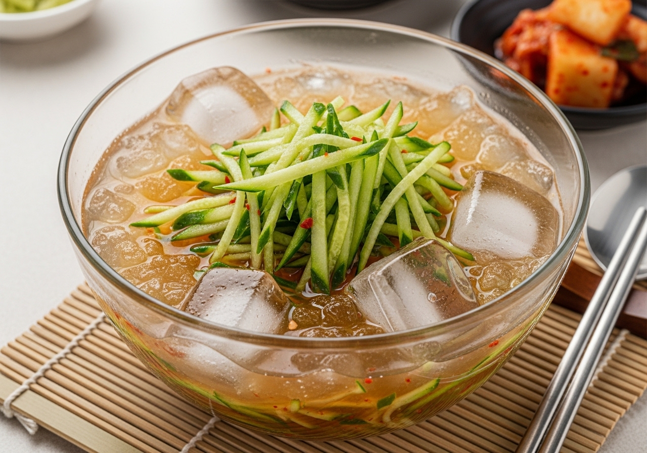 Spicy Korean Chilled Cucumber Soup (Oi Naengguk)