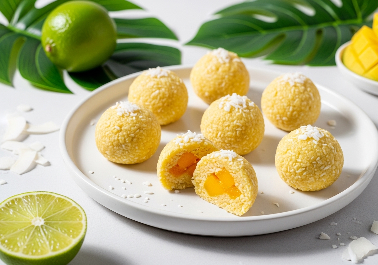 Tropical Mango-Lime Coconut Energy Bites