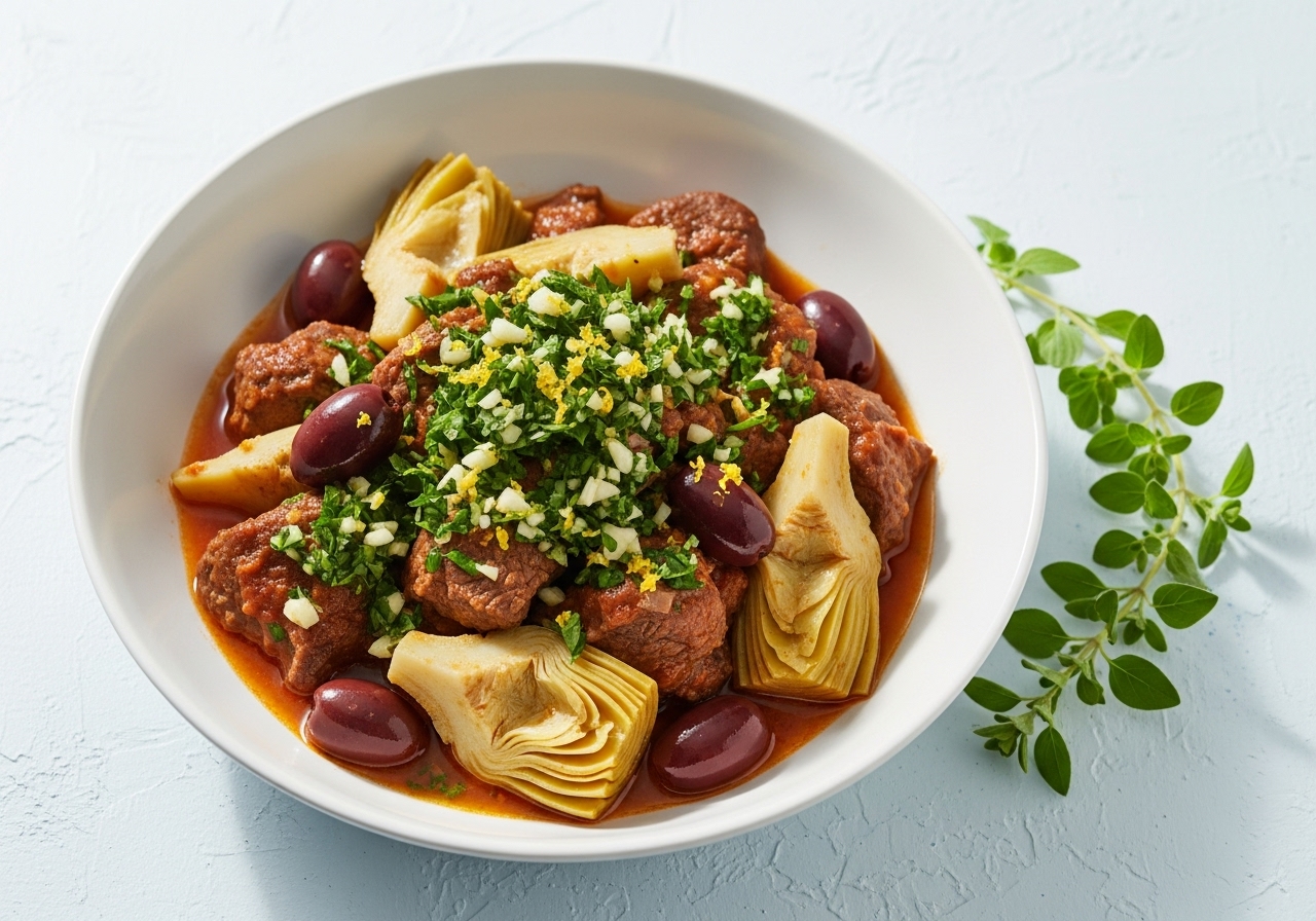 Zesty Mediterranean Venison Stew with Lemon-Herb Gremolata