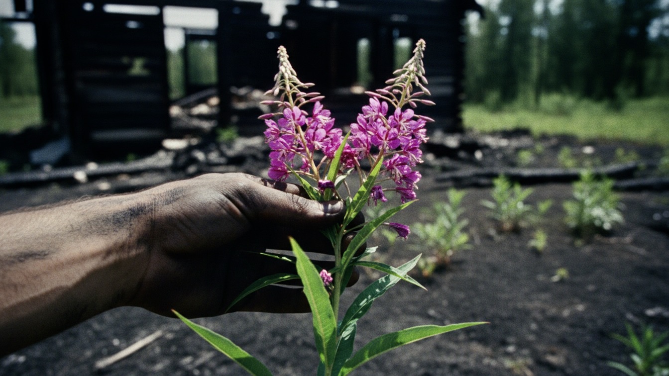 Fireweed on Black Ground