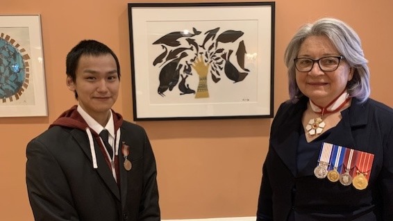 Ethan Tassiuk, a founding member of the Arviat Film Society and The Arts Incubator program received the Sovereign's Medal for Volunteers from the Rt. Hon. Mary Simon, Governor General of Canada.