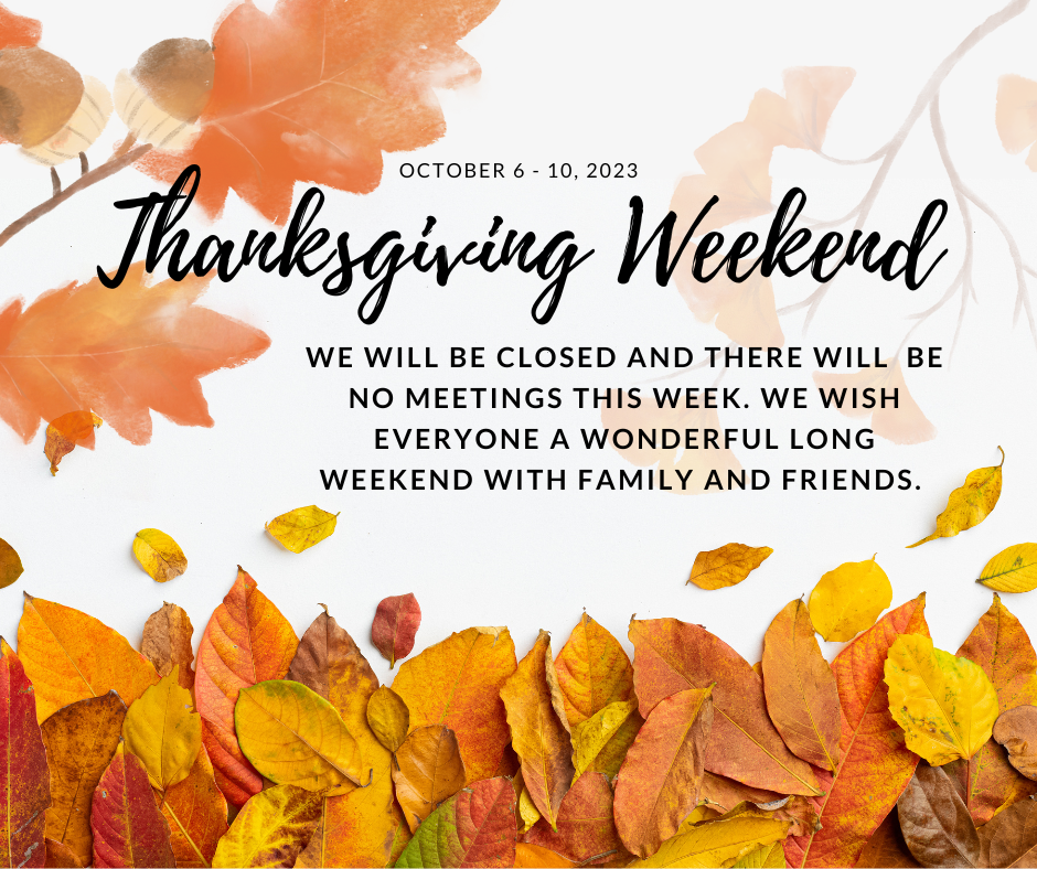 @1860 Winnipeg Arts and Niriqatiginnga project meetings will not happen this week as we will be closed for the holiday long weekend.