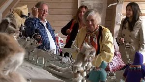 From left to right: Shirley Tagalik from the Arviat Wellness Centre, Lisa Wolff with UNICEF Canada, the late Honourable Landon Pearson and Giovanna Mingarelli from Global Dignity Canada at the Arviat Visitor's Centre. Photo credit: Jamie Bell, Global Dignity Canada