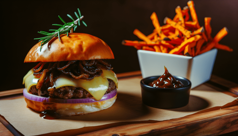 Explore the quality and freshness of our cheeseburger ingredients, visualized with the help of OpenAI's DALL-E 3. Taste the excellence in every image! Photo: Tony Eetak, Art Borups Corners Youth, Arts and Media.