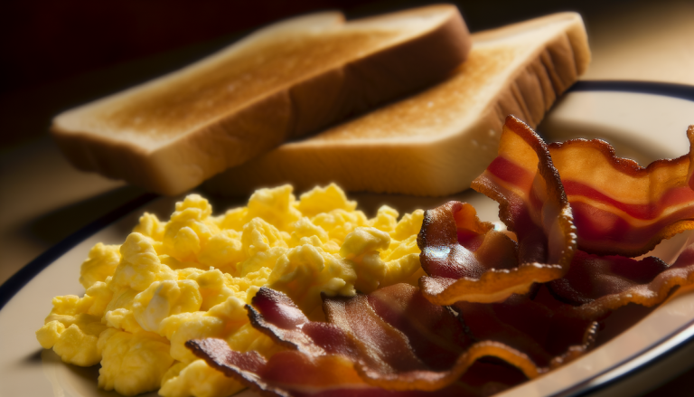 A Breakfast to Savor: Indulge in the ultimate morning delight with our ultra high-resolution image of fluffy scrambled eggs, crispy bacon, and golden toast. Every detail—from the creamy, buttery texture of the eggs to the perfect crisp of the bacon and the toasted bread with melting butter—brings this classic breakfast to life in a way that’s both inviting and irresistible. Photo: Tony Eetak, Niriqatiginnga Youth, Arts and Media