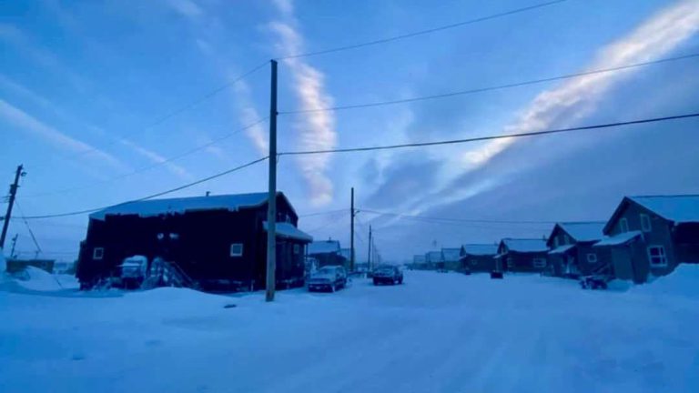 Endless Arctic blue—hope and light returning to the North. Artwork by youth artist Tony Eetak, Arviat, Nunavut.