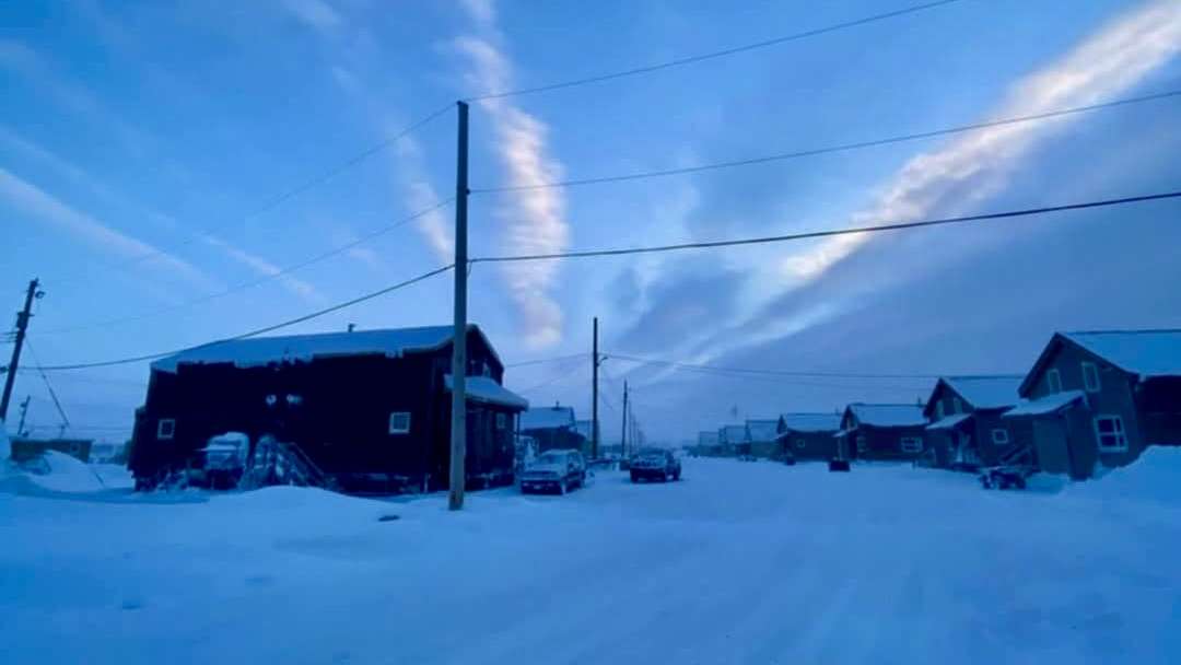 Endless Arctic blue—hope and light returning to the North. Artwork by youth artist Tony Eetak, Arviat, Nunavut.