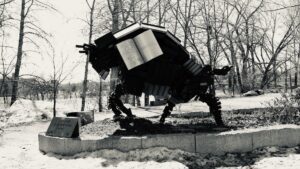 Among bare branches and snow-laced silence, the book-buffalo waits—pages frozen in time, wisdom stacked into muscle and memory. It is not sculpture, but spellwork. It holds what we forgot we carried: story, survival, and the soft hoofbeats of future paths.