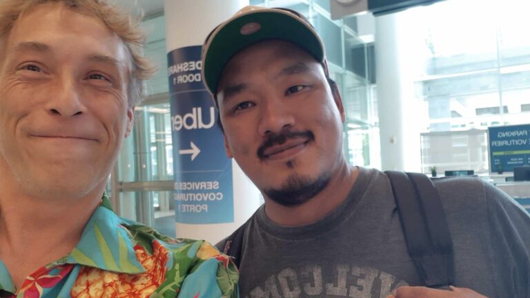 Jamie Bell and Evano Aggark, Jr. reconnect in Winnipeg this week — two longtime collaborators from the former Arviat Film Society, continuing their shared journey in Indigenous media and storytelling.