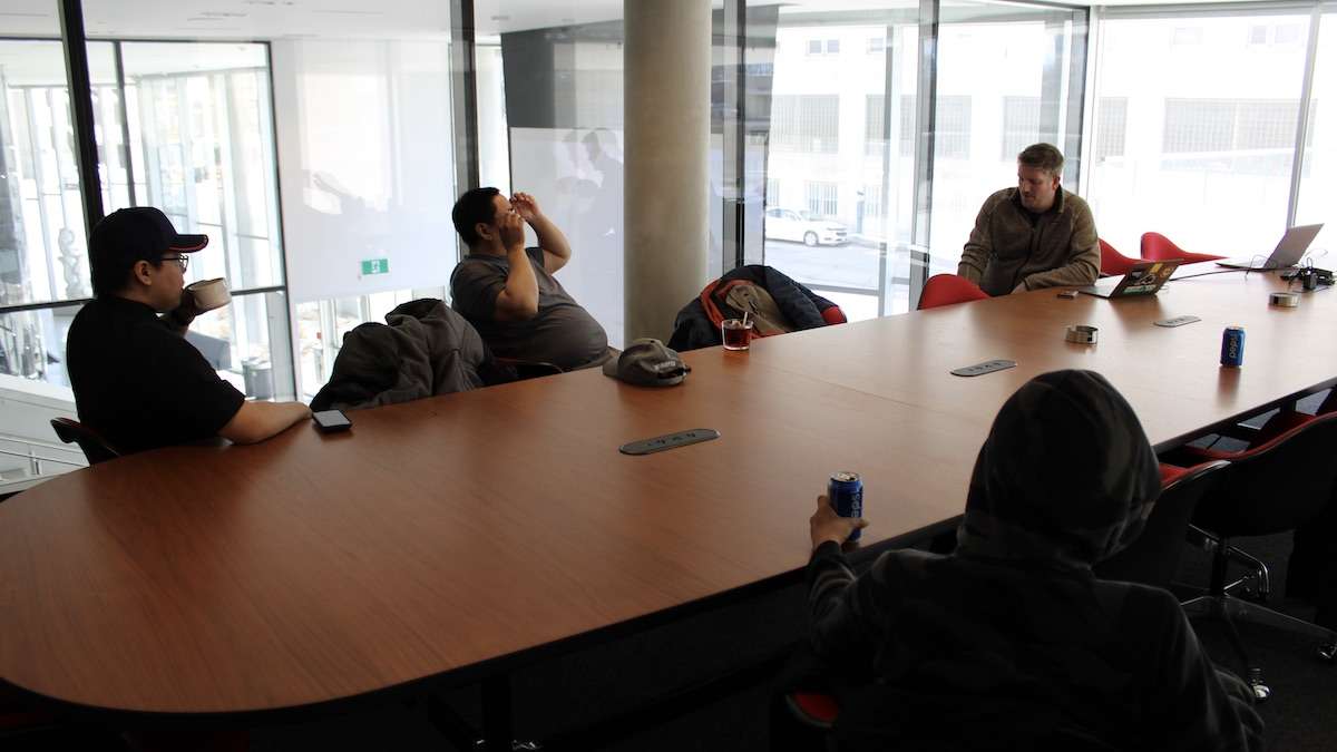 Members of the former Arviat Film Society, Global Dignity Canada, and the Our People Our Climate project held a knowledge sharing session with the Minneapolis College of Art and Design at the Winnipeg Art Gallery.