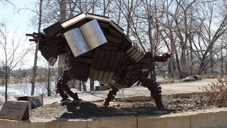 Education is the new Buffalo. A beautiful sculpture which can be found down near the Forks by Val T. Vint.