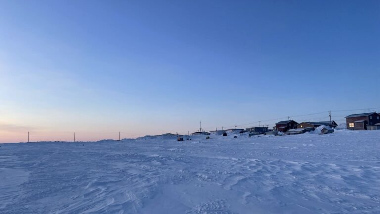 Sky and snow, meeting our homes. A soft light touches everything. Familiar shapes, but a different feel in the air. The edge of our community, where the wild meets our lives. We watch, we remember, we see the subtle shifts in the world around our doors. This is our place, changing with the light.