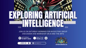 Join us for an exciting group discussion and workshop on Artificial Intelligence (AI) and the Arts! This session delivered by Winnipeg artist Jamie Bell will delve into the fascinating intersection of technology and creativity, exploring how AI is shaping and influencing artistic expression across various mediums.
