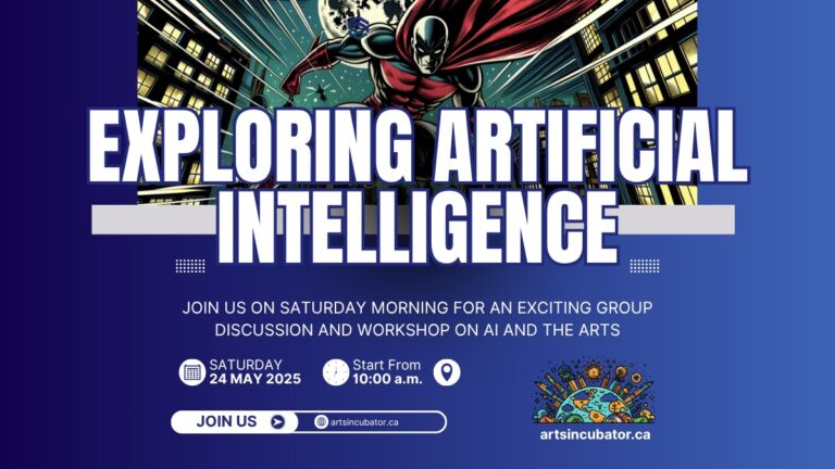 Join us for an exciting group discussion and workshop on Artificial Intelligence (AI) and the Arts! This session delivered by Winnipeg artist Jamie Bell will delve into the fascinating intersection of technology and creativity, exploring how AI is shaping and influencing artistic expression across various mediums.