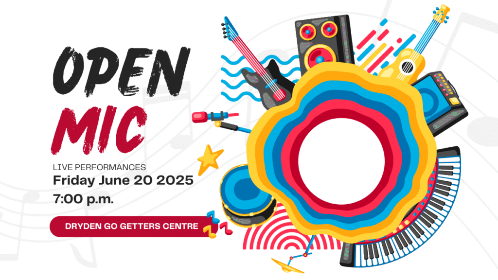 Join us for a night of great local talent at the Dryden Go-Getters Centre! Whether you're performing or just there to enjoy the show, it's a relaxed, fun evening full of music and community spirit. Doors open at 7:00 PM — come early to grab a good seat!