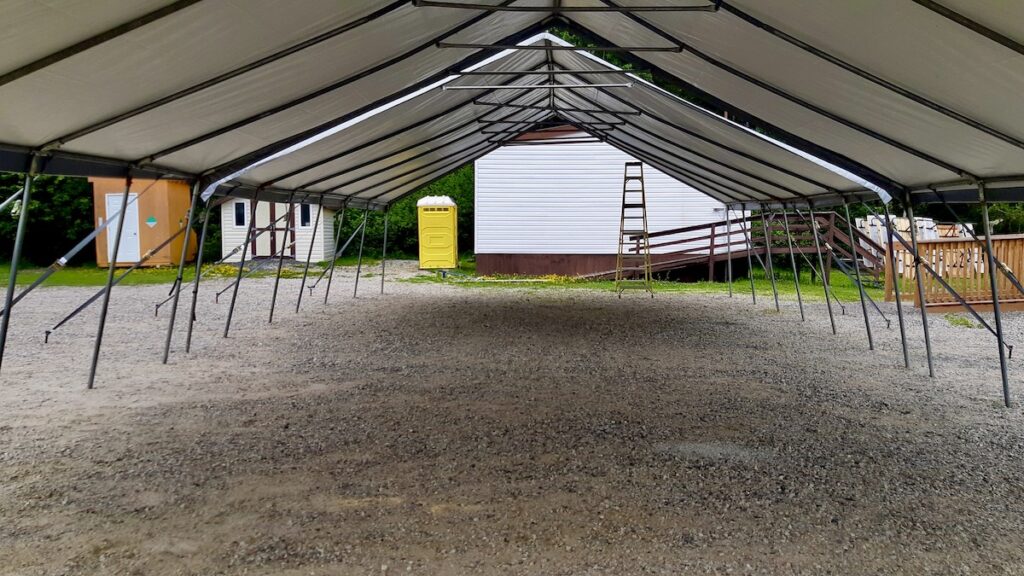 The Dyment Recreation Complex in Melgund Township has new event tents, perfect for music, arts and community events.
