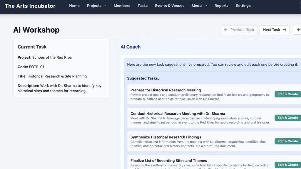 We're excited to share a sneak peek of our platform, currently under development. It's being crafted to offer support and resources for artists in northern, remote, and rural communities across Canada.