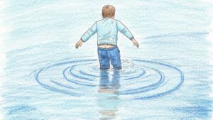Carter takes a plunge this summer in a pond. This was a fun memory.