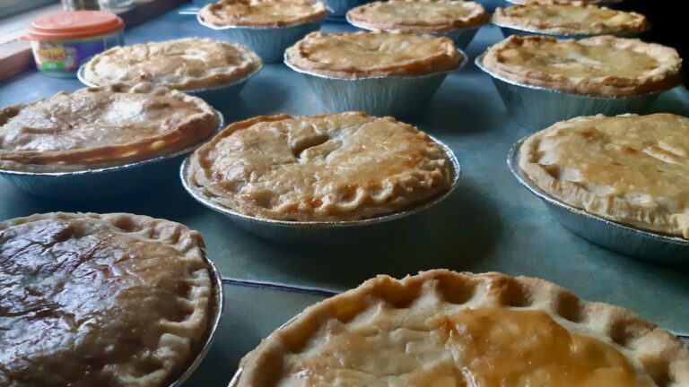 Golden, flaky crusts hide rich, savory fillings brimming with local ingredients. Each chicken pot pie tells a story.