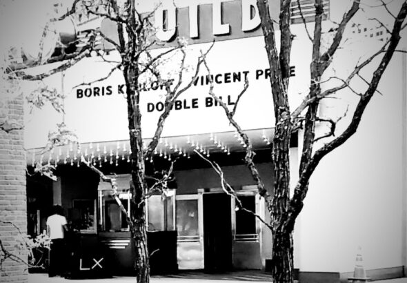 The Exchange District perfectly masquerades as Bastion, Illinois, with this convincing theater set advertising Karloff and Price, built specifically for the chilling atmosphere of David Slade’s Dark Harvest.