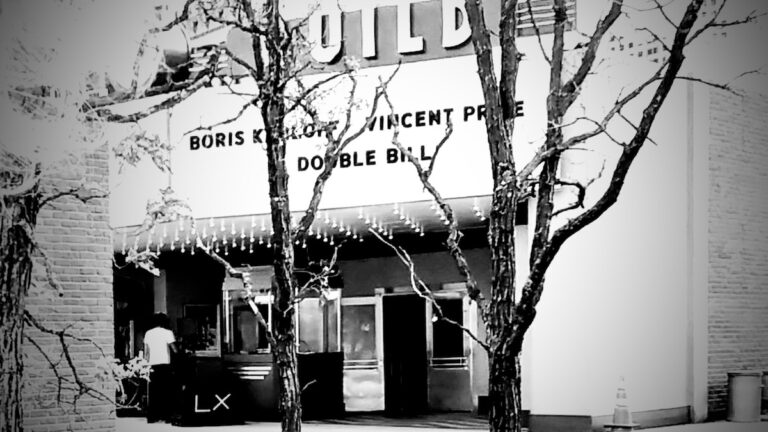 The Exchange District perfectly masquerades as Bastion, Illinois, with this convincing theater set advertising Karloff and Price, built specifically for the chilling atmosphere of David Slade’s Dark Harvest.